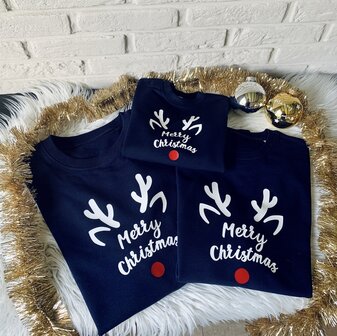 Sweater Merry Christmas volwassenen navy