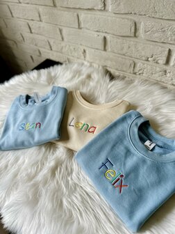 Sweater met regenboognaam (baby)