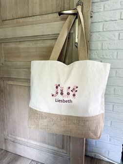 Shopper breed JUF - bloemenmotief