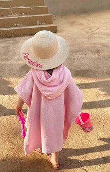 Poncho met naam - lichtroze