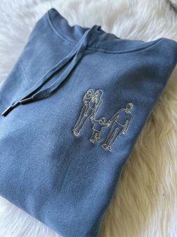 Hoodie lijntekening van foto - GEBORDUURD