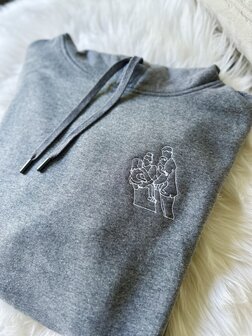 Hoodie lijntekening van foto - GEBORDUURD