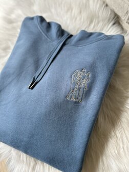 Hoodie lijntekening van foto - GEBORDUURD
