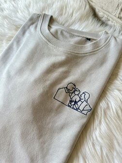 Sweater lijntekening van foto - GEBORDUURD