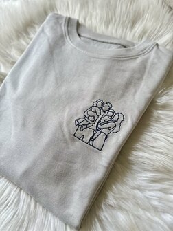 Sweater lijntekening van foto - GEBORDUURD