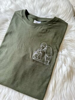 T-shirt lijntekening van foto - GEBORDUURD