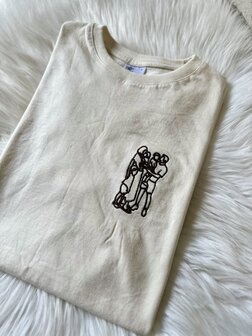 T-shirt lijntekening van foto - GEBORDUURD