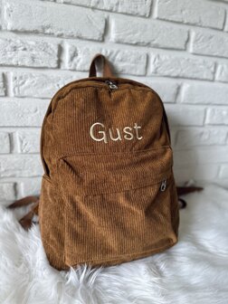 Rib rugzak met naam - bruin