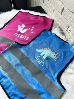 Gepersonaliseerd fluovestje - magenta maat 3-4 jaar