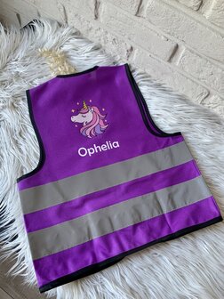 Gepersonaliseerd fluovestje - magenta maat 3-4 jaar