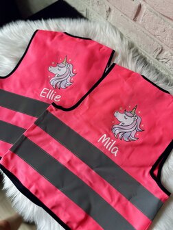 Gepersonaliseerd fluovestje - magenta maat 3-4 jaar