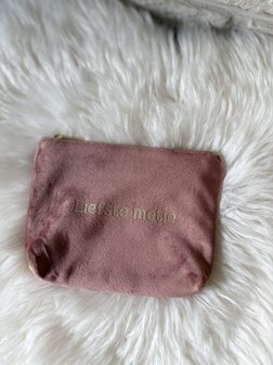 Velvet tasje - liefste metie - rose quartz
