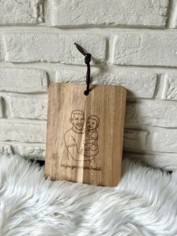 Houten (snij)plankje met tekst en/of lijntekening