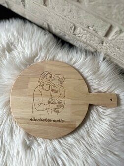 Houten snijplank met tekst en/of lijntekening