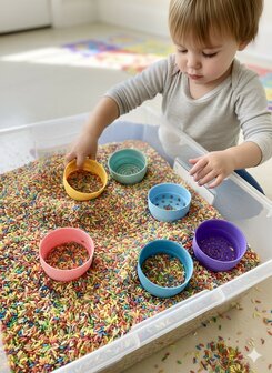 Stacking toren van 5 zeefjes