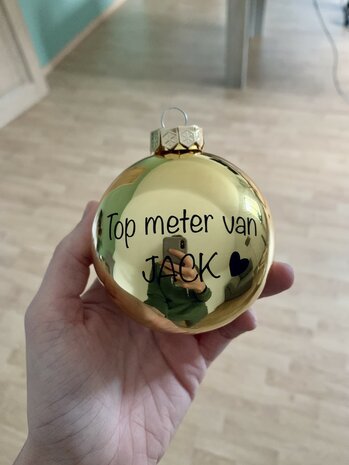 Kerstbal met naam of boodschap (klein: 6 cm)
