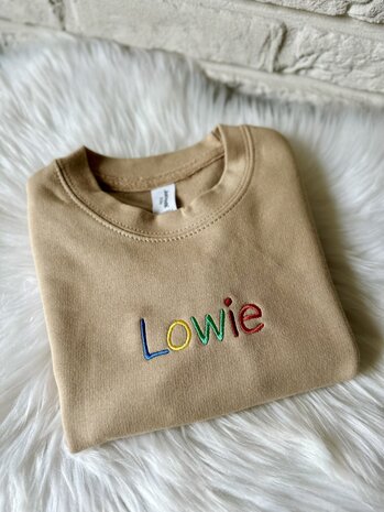 Sweater met regenboognaam (baby)