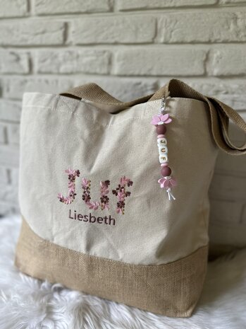 Shopper breed JUF - bloemenmotief