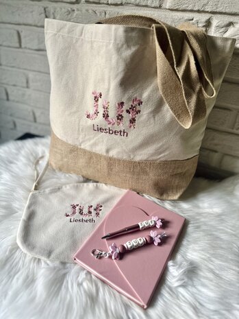 Shopper breed JUF - bloemenmotief
