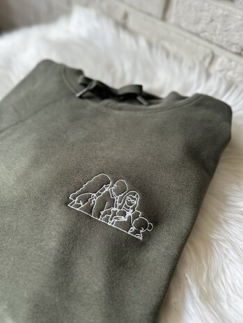 Hoodie lijntekening van foto - GEBORDUURD