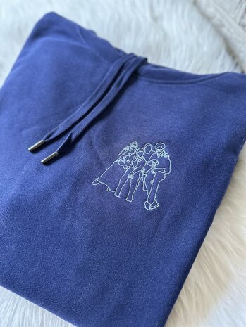 Hoodie lijntekening van foto - GEBORDUURD