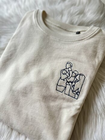 Sweater lijntekening van foto - GEBORDUURD