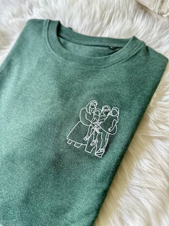 Sweater lijntekening van foto - GEBORDUURD