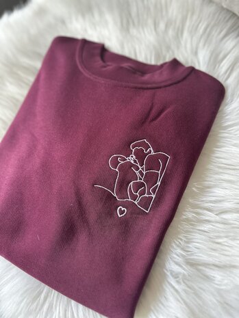 Sweater lijntekening van foto - GEBORDUURD