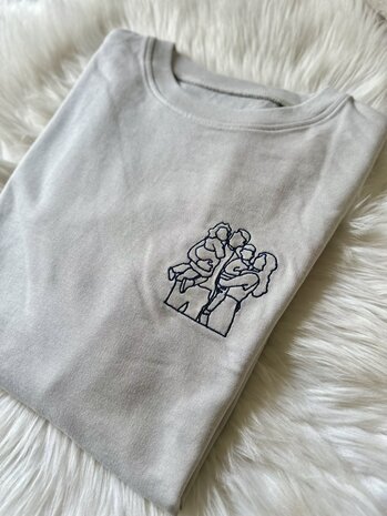 Sweater lijntekening van foto - GEBORDUURD