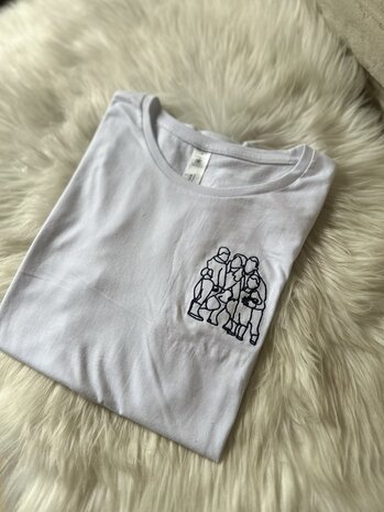 T-shirt lijntekening van foto - GEBORDUURD