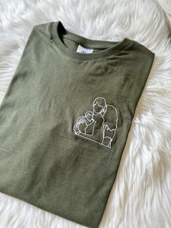 T-shirt lijntekening van foto - GEBORDUURD