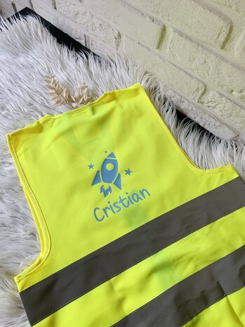Gepersonaliseerd fluovestje - geel maat 7 t.e.m. 12 jaar
