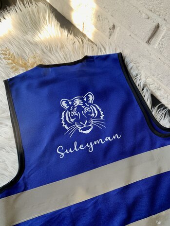 Gepersonaliseerd fluovestje - navy maat 4 - 6 jaar