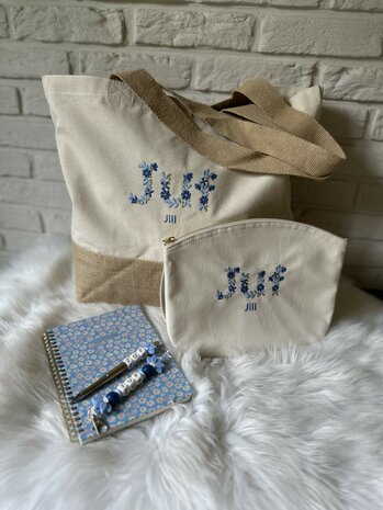 Shopper breed JUF - bloemenmotief