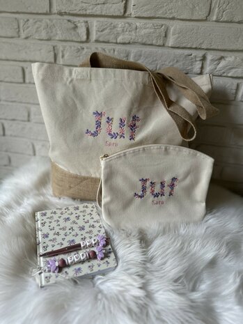 Shopper breed JUF - bloemenmotief