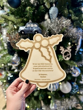 Nieuwjaarsbrief hout - Kerstbel