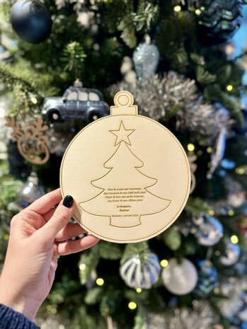Nieuwjaarsbrief hout - Kerstbal