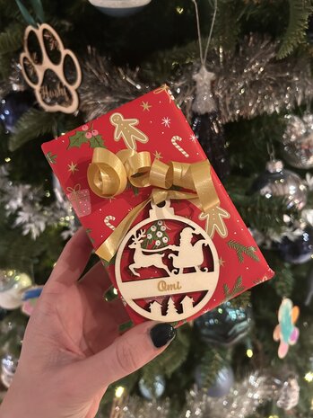 Cadeaulabel - kerstman en rendier