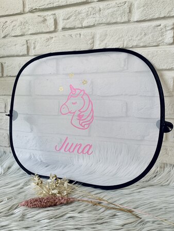Auto zonnescherm met naam - Unicorn