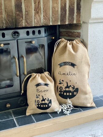 Jute zak Sinterklaas voor snoepgoed of cadeautjes 