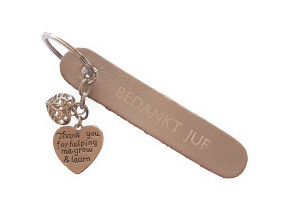 Sleutelhanger - Juf taupe