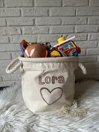 Speelgoedmand met naam (30 x 30 cm)