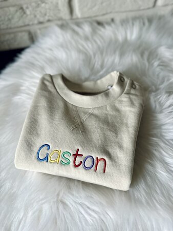 Sweater met regenboognaam (baby)