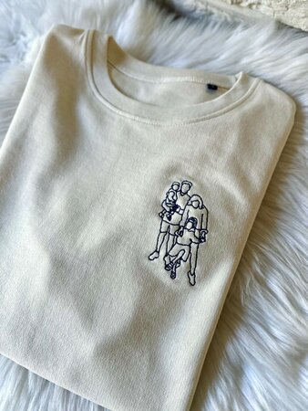 Sweater lijntekening van foto - GEBORDUURD