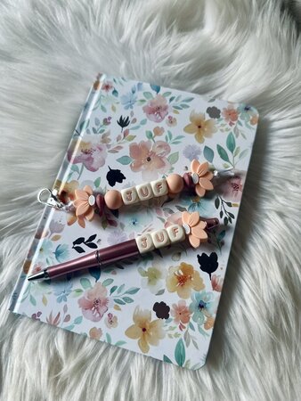 Notitieboekje + balpen + sleutelhanger - zalmroze