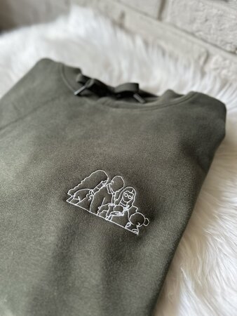 Hoodie lijntekening van foto - GEBORDUURD