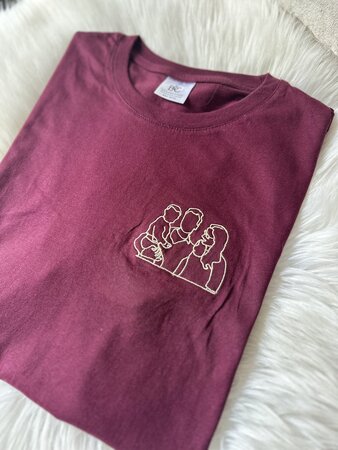 T-shirt lijntekening van foto - GEBORDUURD