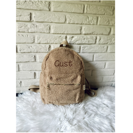 Teddy rugzak met naam - lichtbruin