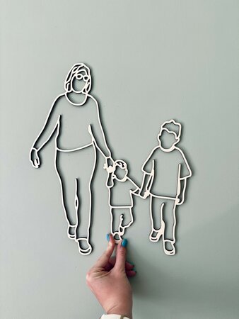 Houten lijntekening portret