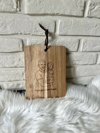 Houten (snij)plankje met tekst en/of lijntekening